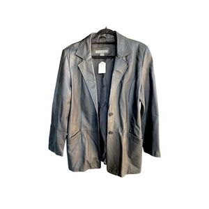 Classic Genuine Black Leather Women's Blazer